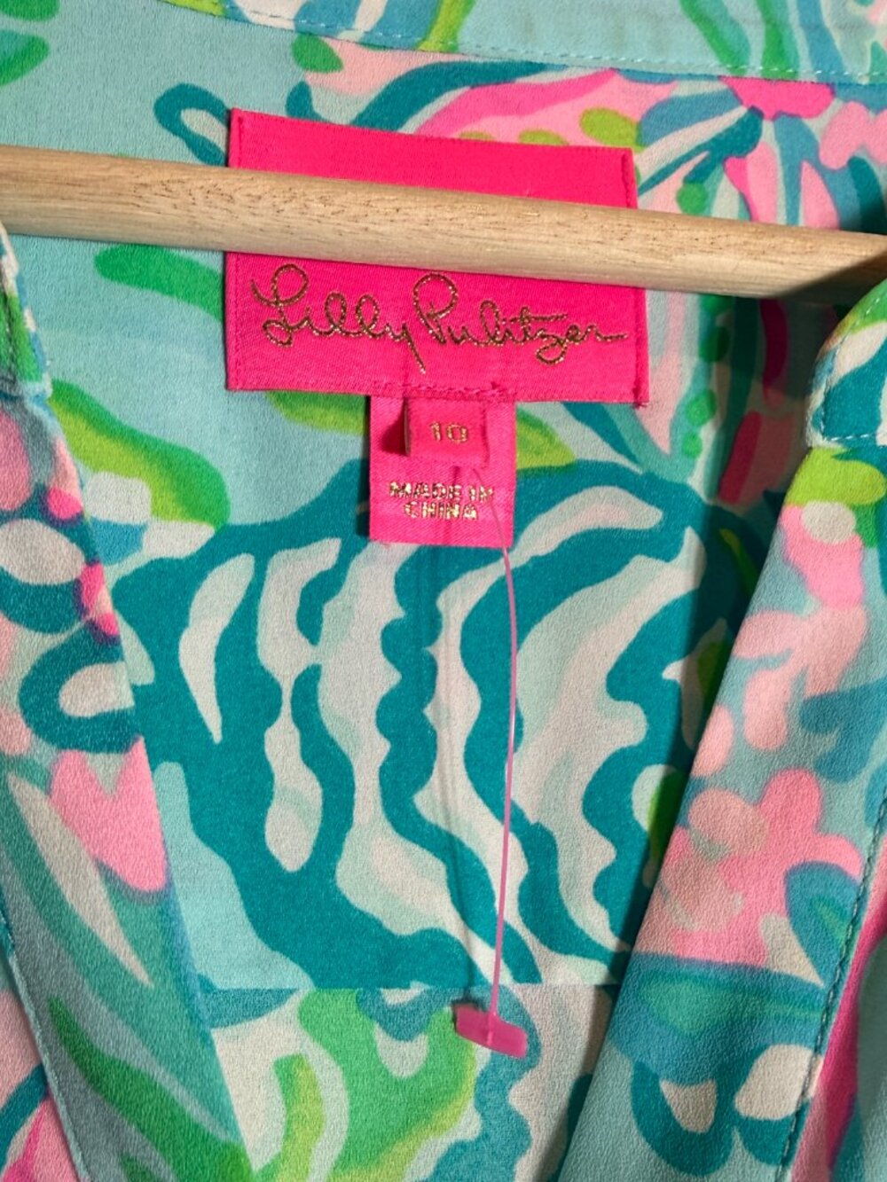 Lilly Pulitzer Cori Stretch Midi Shirt Dress Women's 10 Aqua La Vista Maxi NWOT - Picture 8 of 16